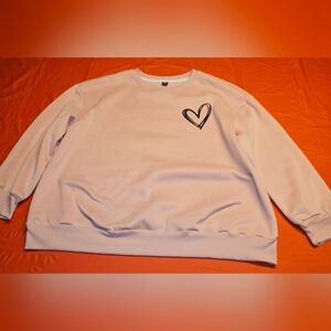 Pink Sweatshirt w/Black Traced Heart by Shein sz2XL Great Pre-Owned Condition